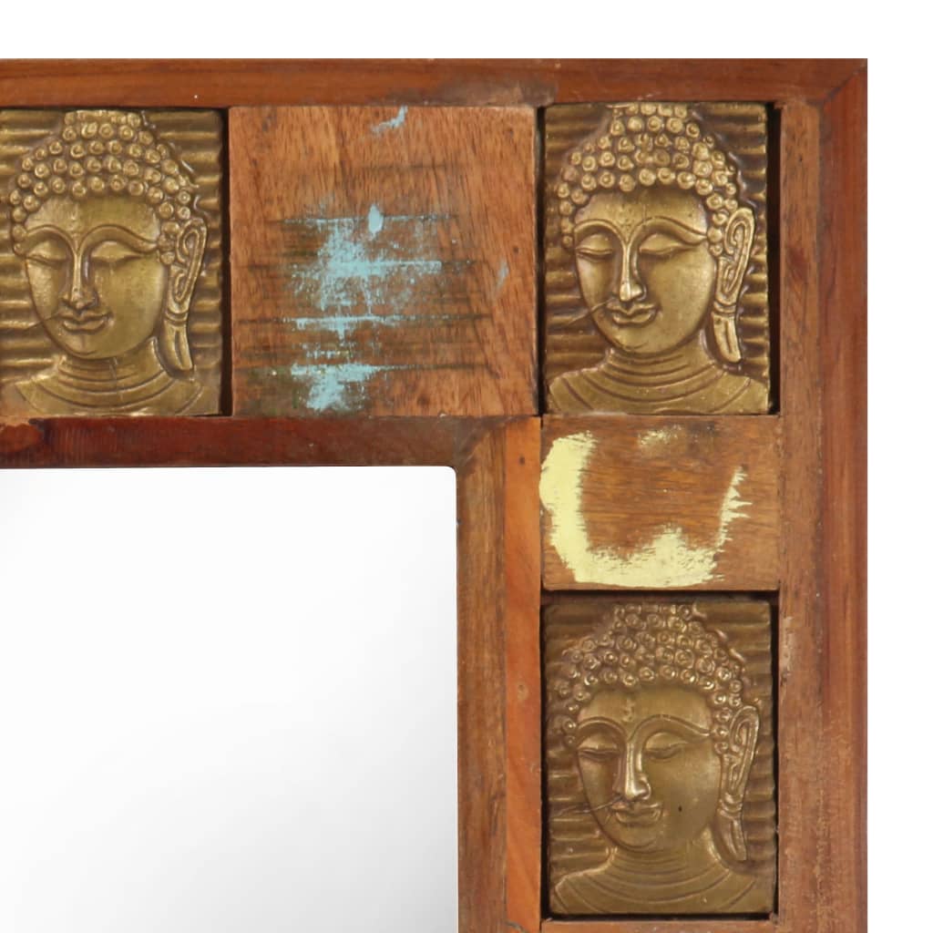 vidaXL tömör újrahasznosított fa tükör Buddha burkolattal 50 x 80 cm