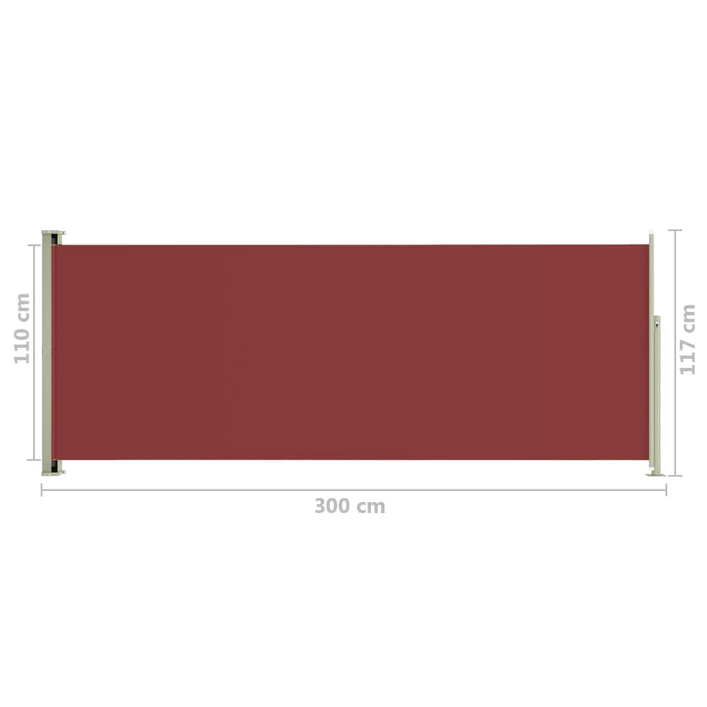 vidaXL piros behúzható oldalsó terasznapellenző 117 x 300 cm