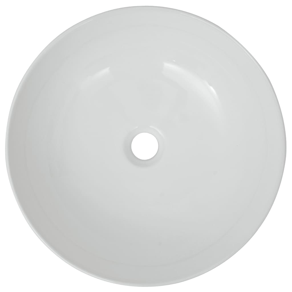 vidaXL Kerek, fehér kerámia mosdókagyló 41,5x13,5 cm