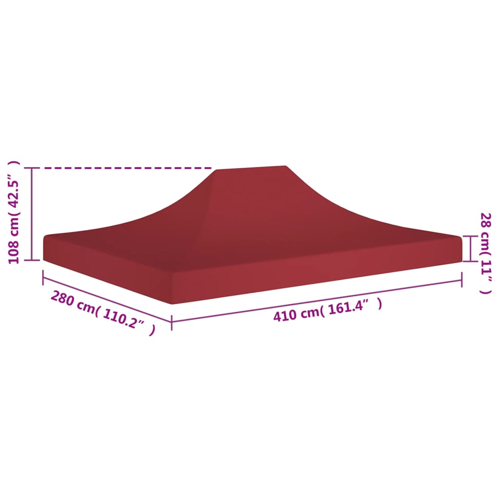vidaXL burgundi vörös tető partisátorhoz 4 x 3 m 270 g/m²
