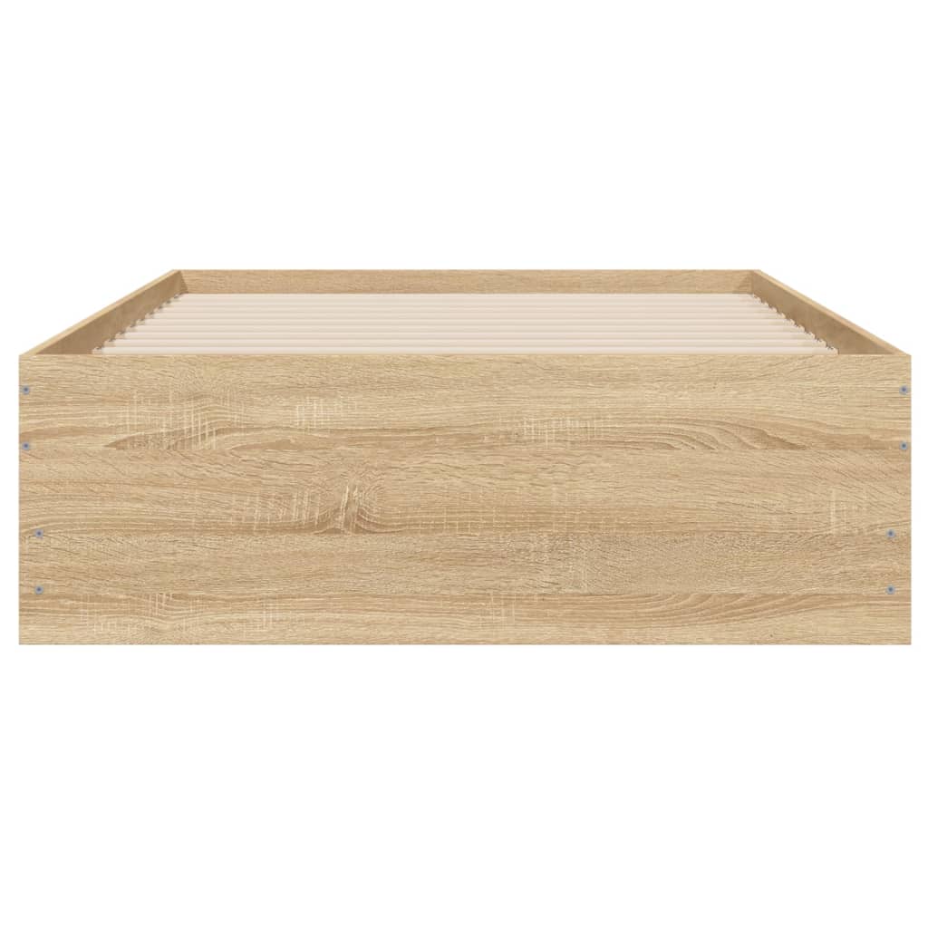 vidaXL sonoma-tölgyszínű szerelt fa ágykeret fiókokkal 75x 190 cm