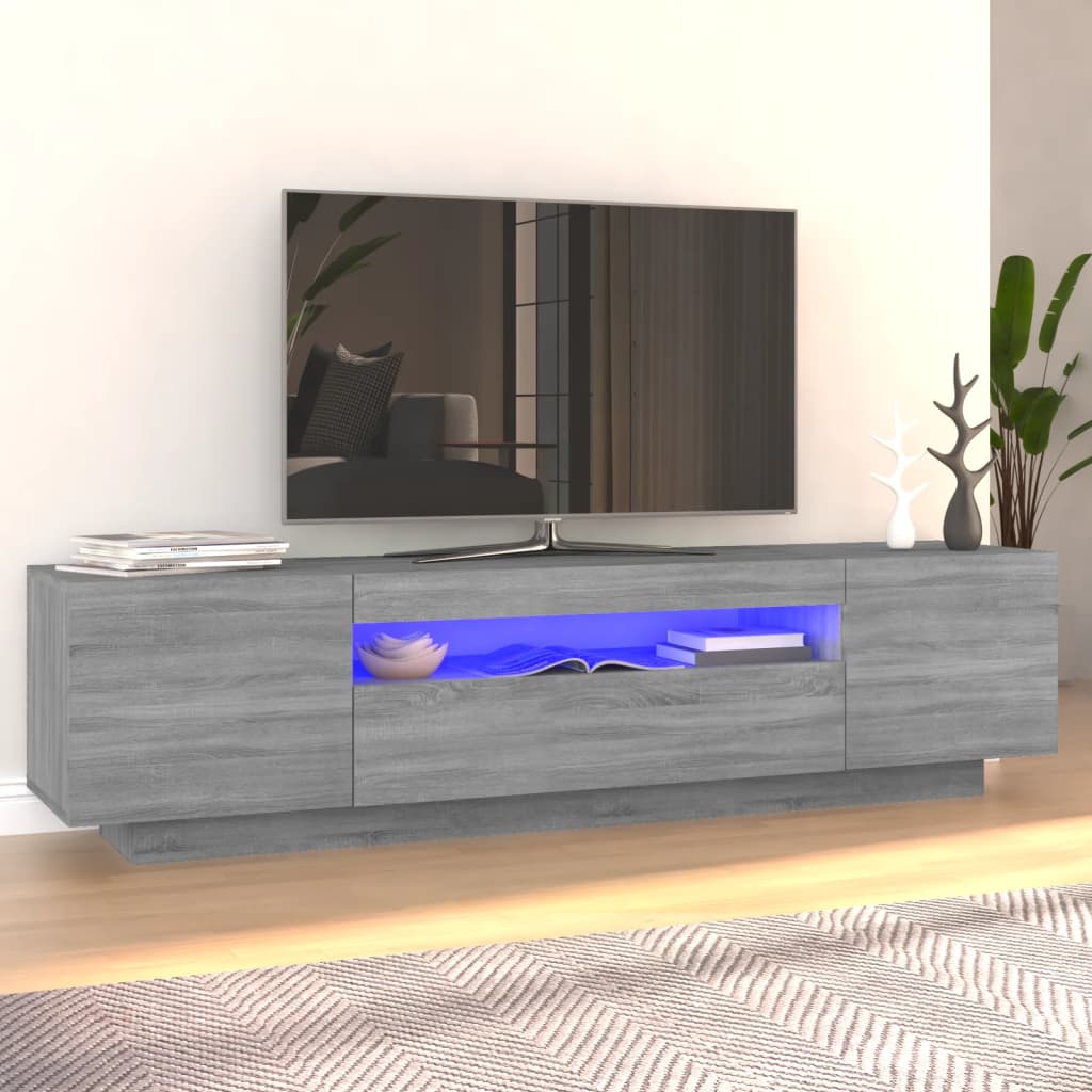 vidaXL szürke sonoma színű TV-szekrény LED-lámpákkal 160x35x40 cm