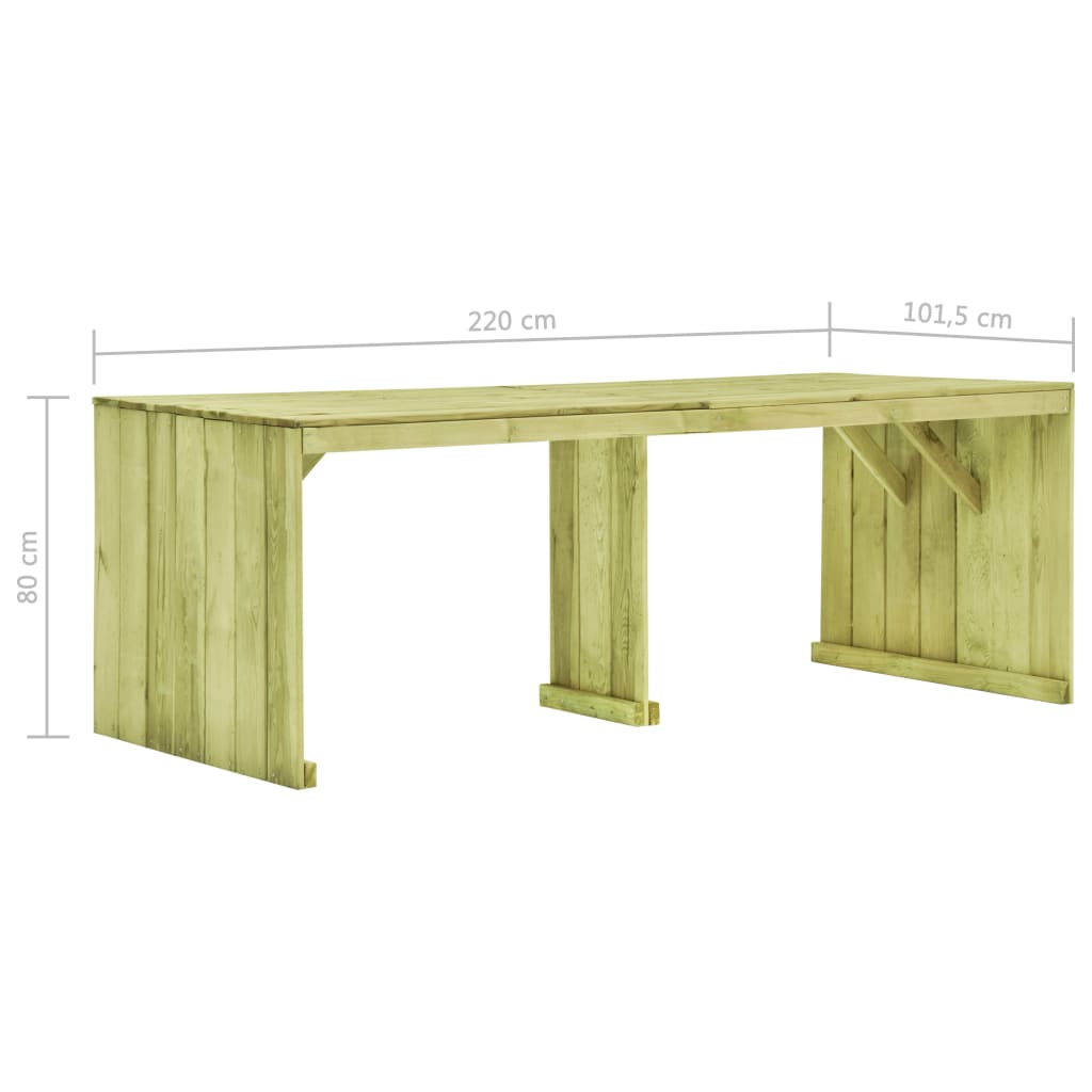 vidaXL impregnált fenyőfa kerti asztal 220 x 101,5 x 80 cm