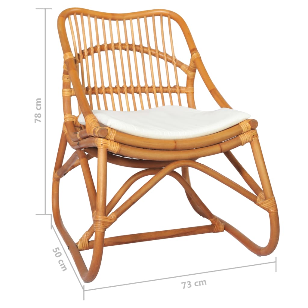 vidaXL barna vászon és rattan szék