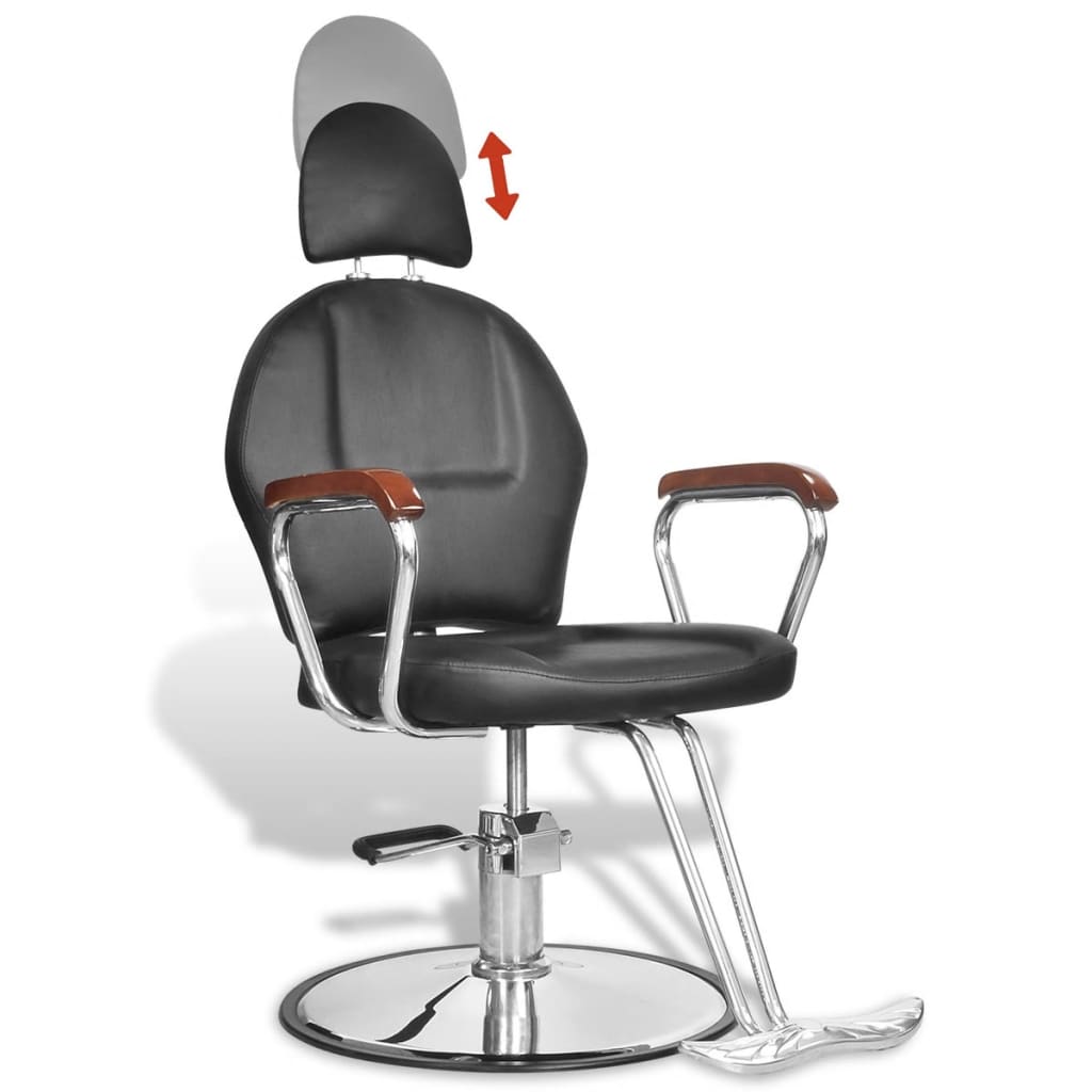 Professzionális műbőr fodrász szék fejtámasszal fekete