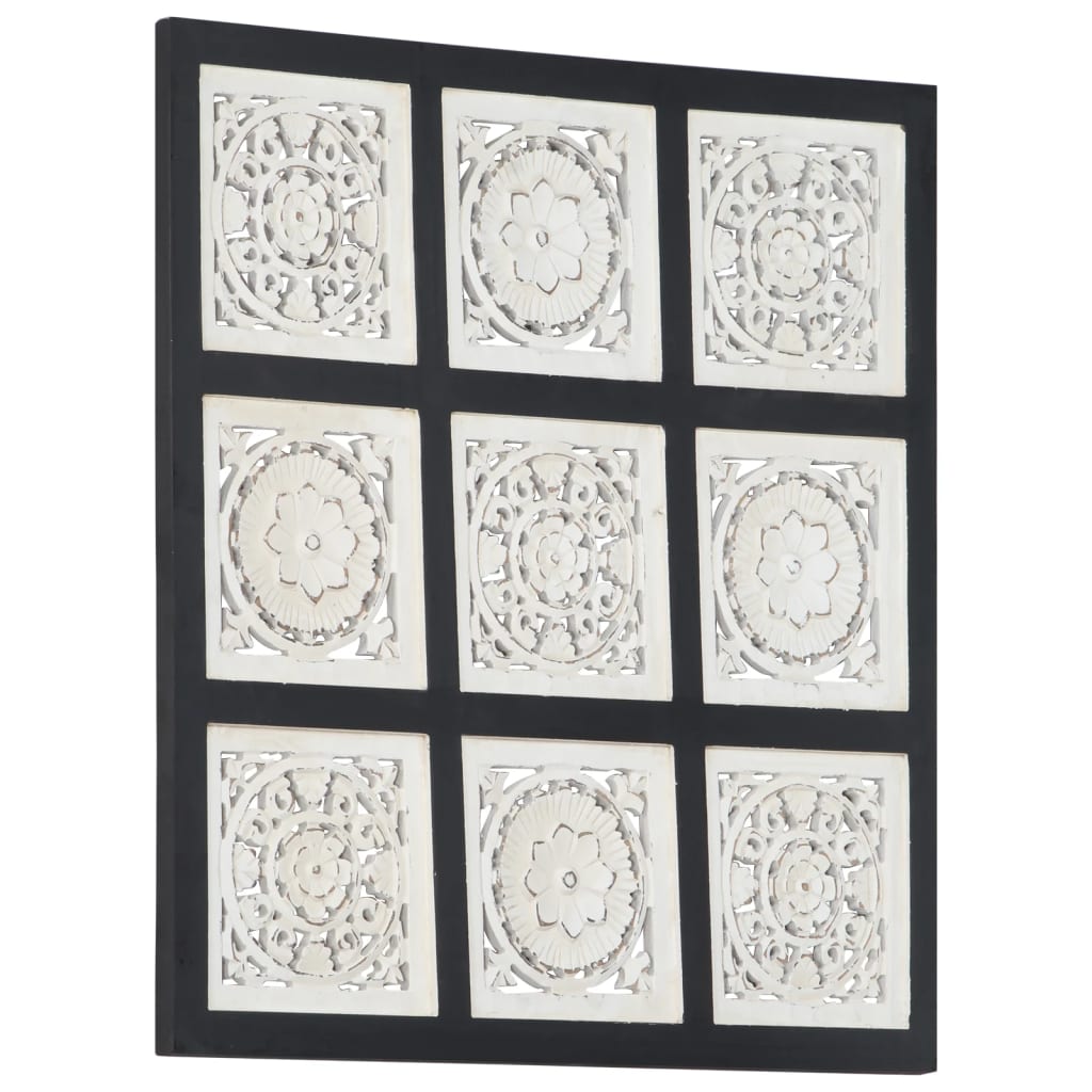 vidaXL fekete és fehér kézzel faragott fali panel MDF 60 x 60 x 1,5 cm
