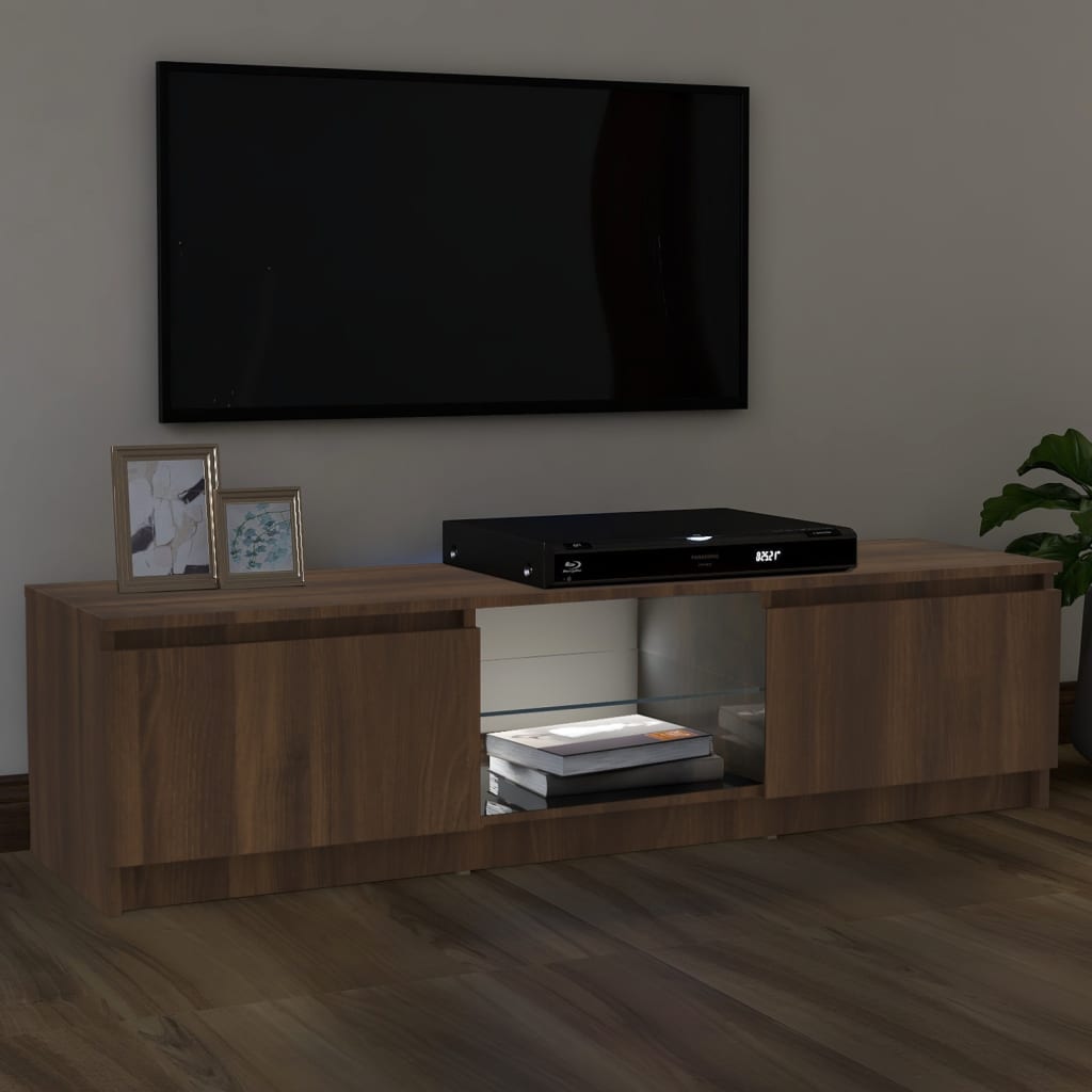 vidaXL barna tölgyszínű TV-szekrény LED-lámpákkal 120x30x35,5 cm