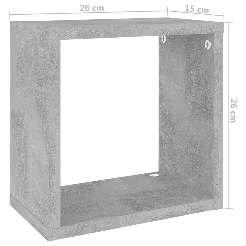 vidaXL 4 db betonszürke fali kockapolc 26 x 15 x 26 cm