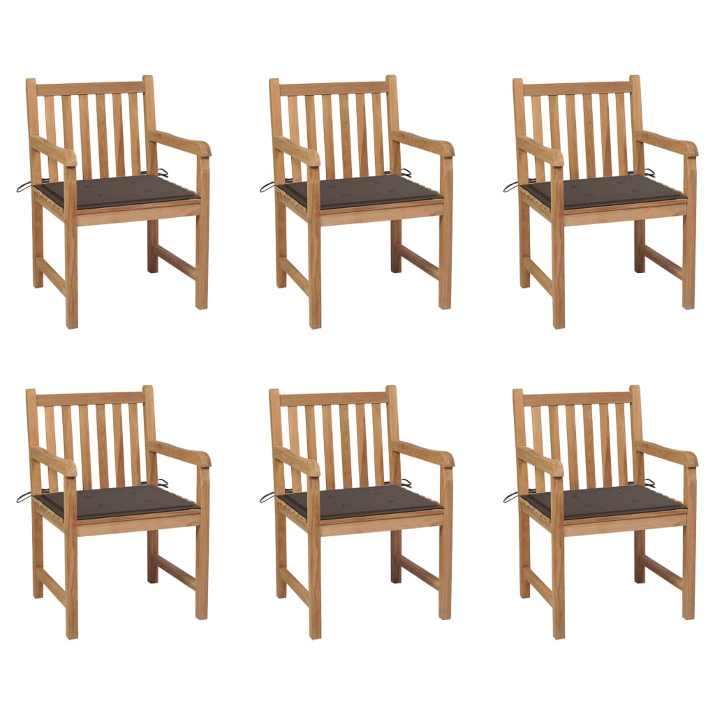 vidaXL 6 db tömör tíkfa kerti szék tópszínű párnával