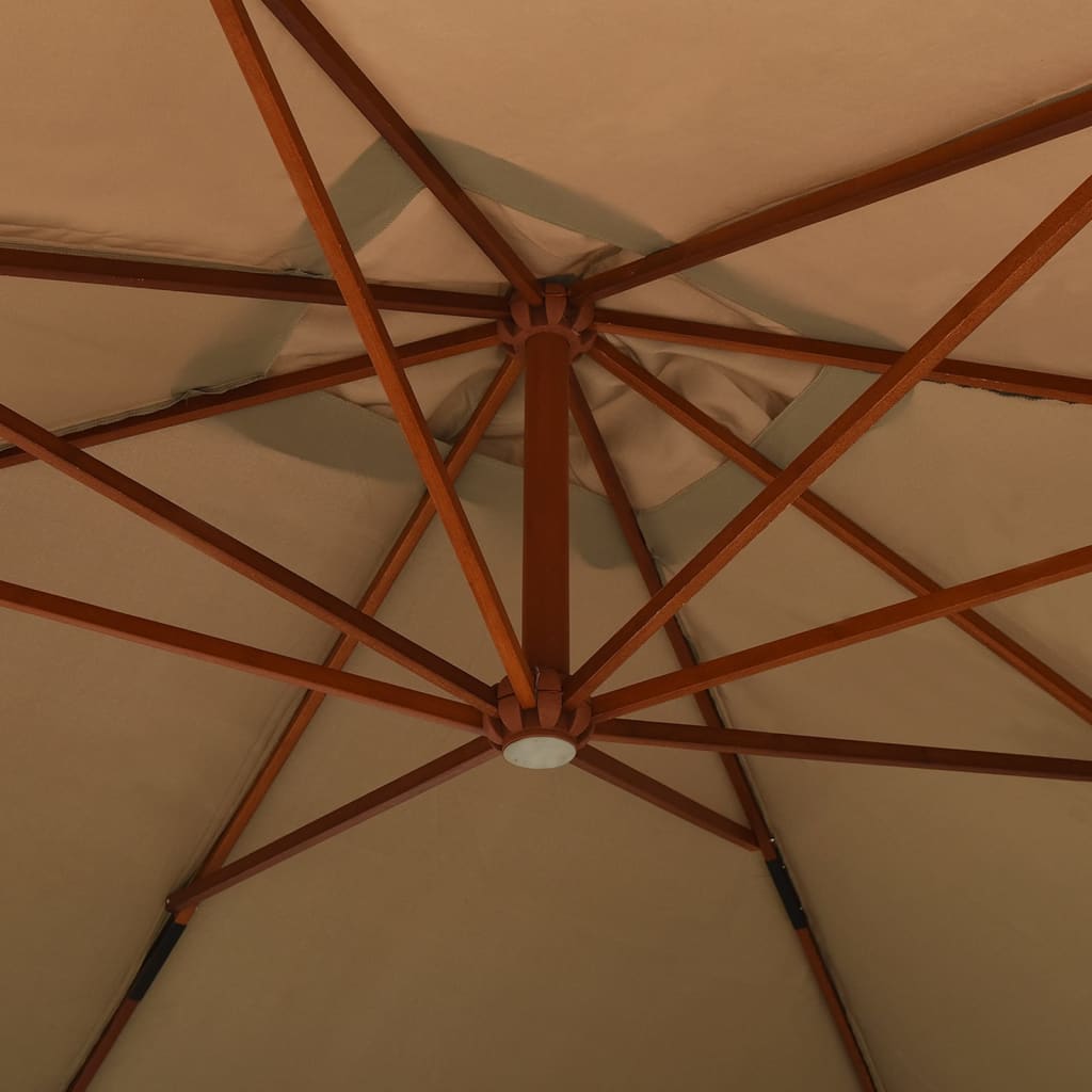 vidaXL tópszínű konzolos napernyő fa rúddal 400 x 300 cm