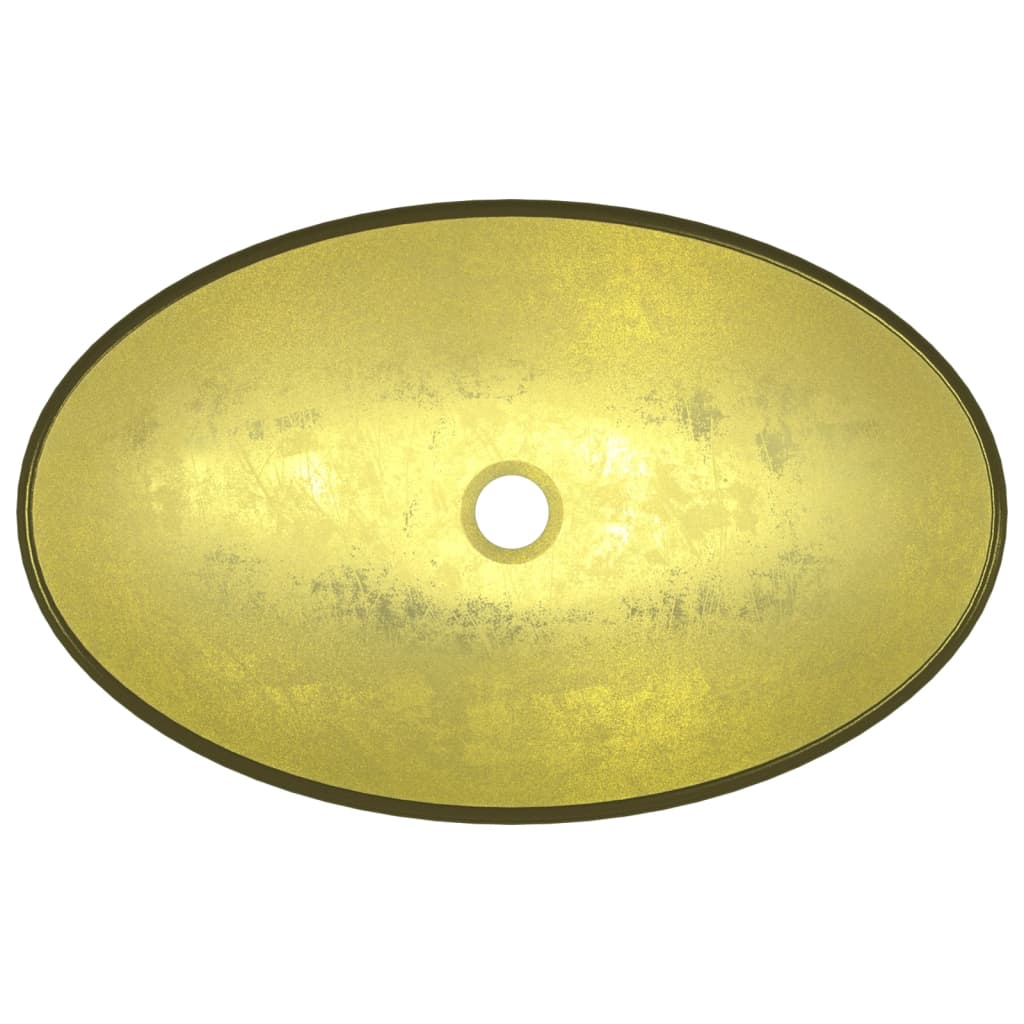 vidaXL aranyszínű edzett üveg mosdókagyló 54,5 x 35 x 15,5 cm