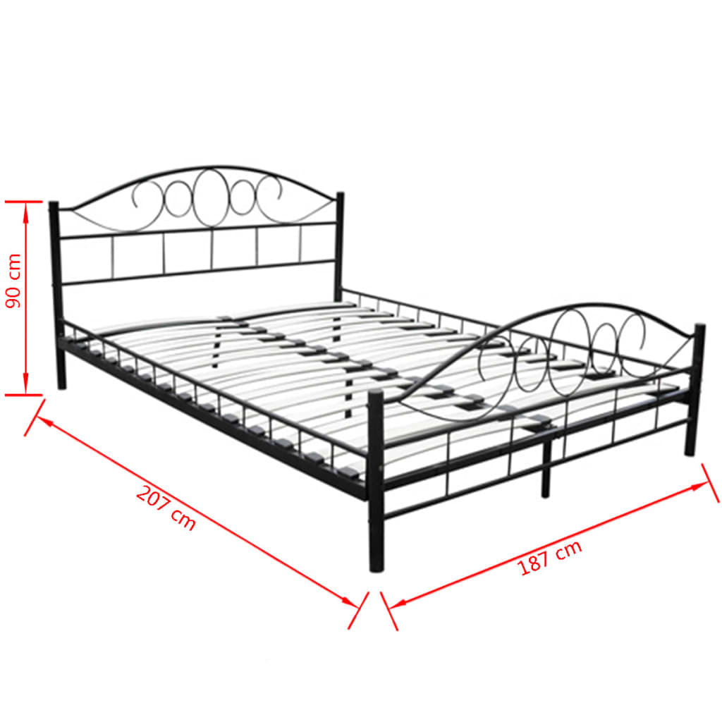 vidaXL fekete fém ágy matraccal 180 x 200 cm