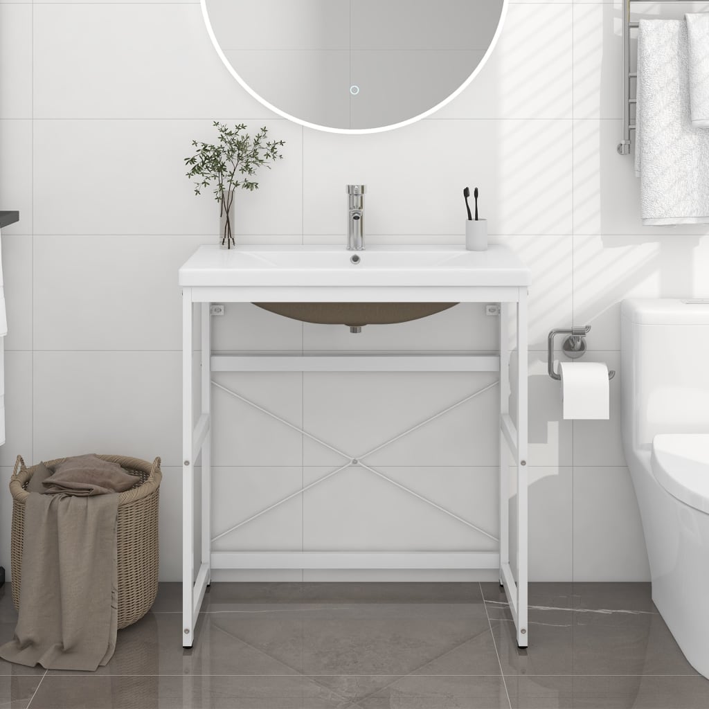 vidaXL fehér vas fürdőszobai mosdókagylóváz beépített mosdóval
