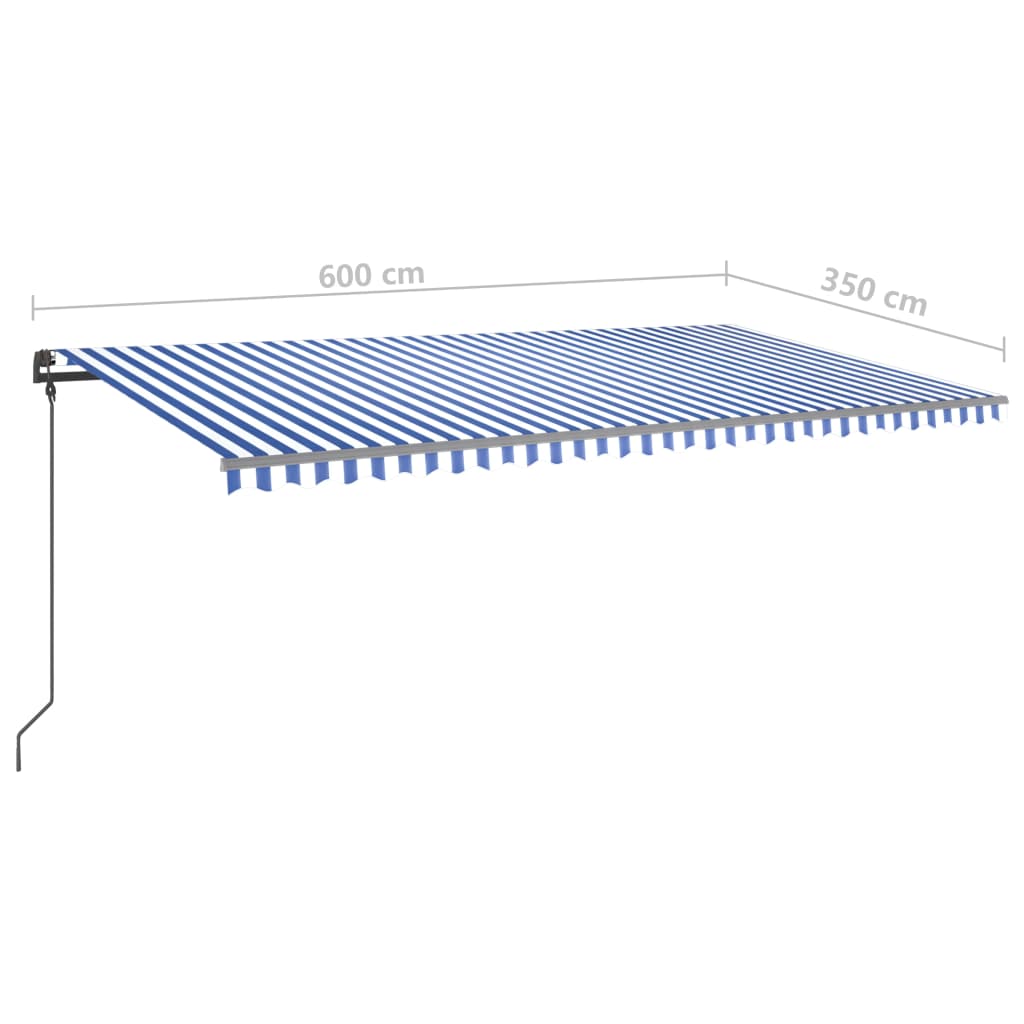 vidaXL kék és fehér kézzel kihúzható napellenző póznákkal 6 x 3,5 m