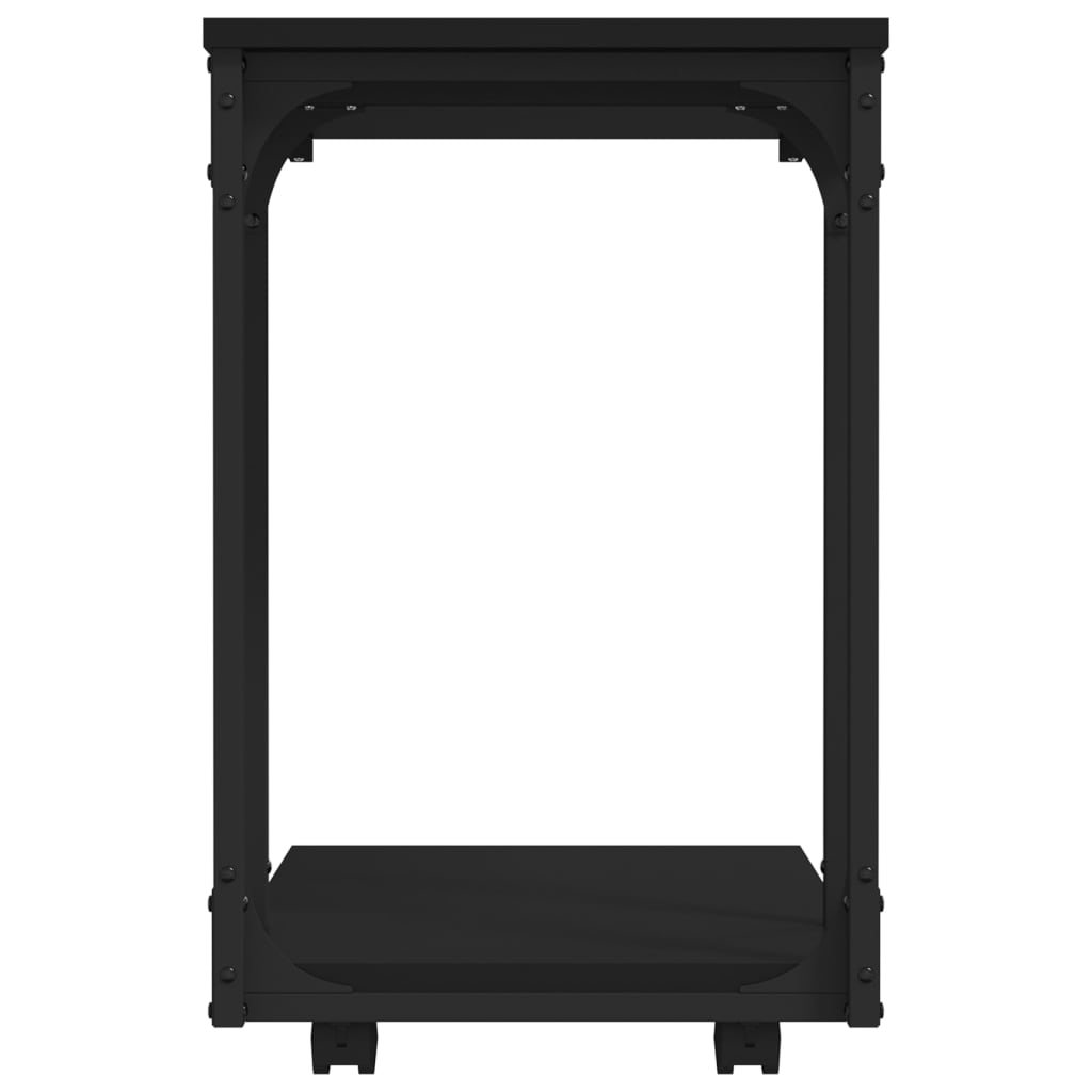 vidaXL fekete szerelt fa kisasztal kerekekkel 50x35x55,5 cm