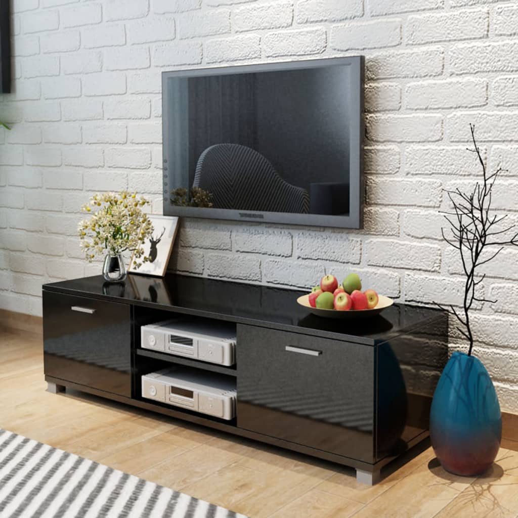 vidaXL magasfényű fekete TV-szekrény 140 x 40,5 x 35 cm