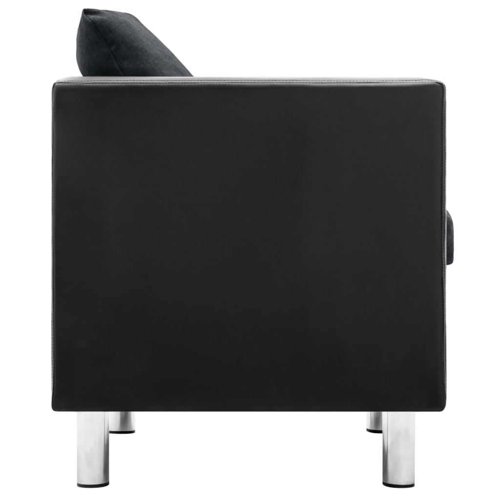 vidaXL háromszemélyes fekete-sötétszürke műbőr kanapé