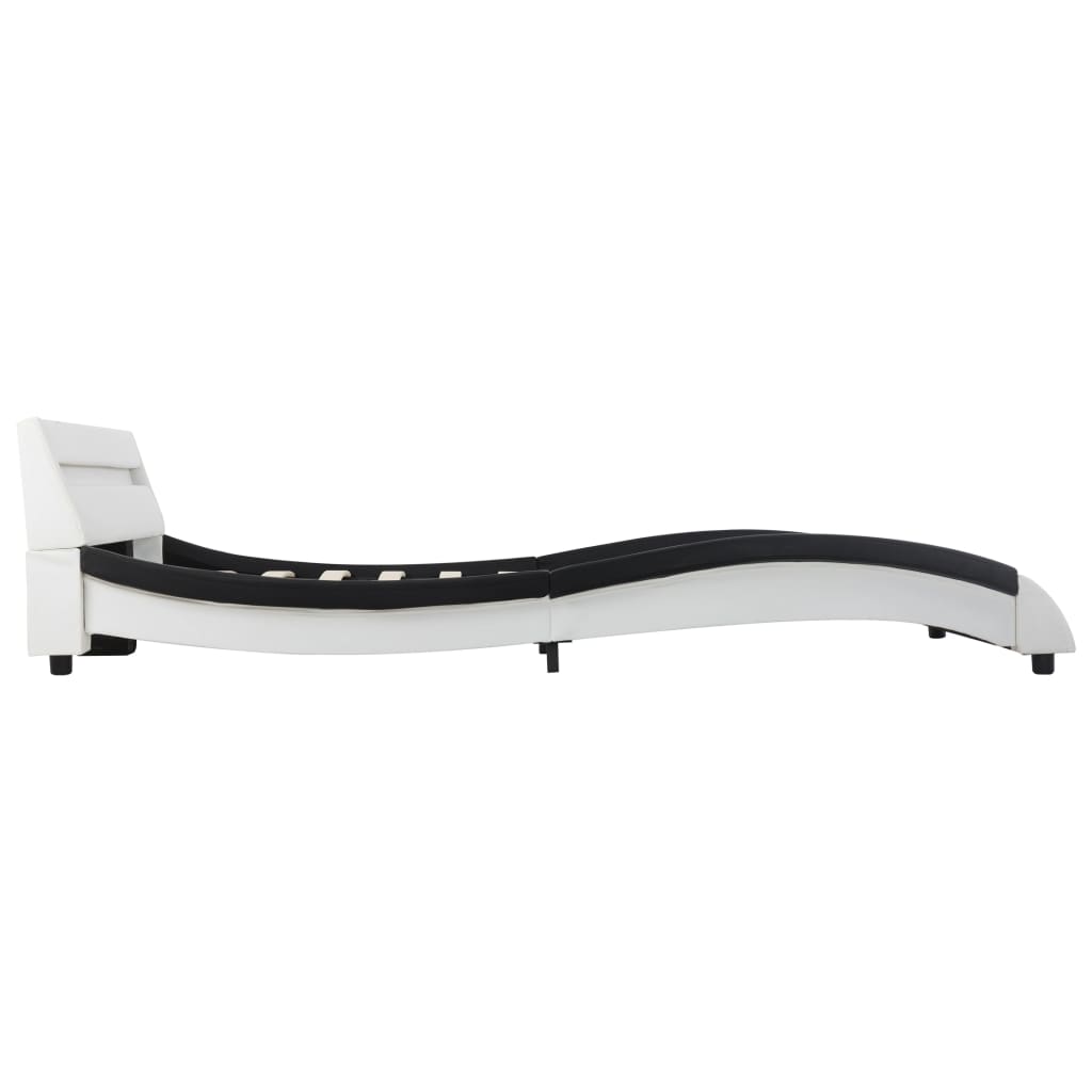 vidaXL fehér és fekete LED-es műbőr ágykeret 120 x 200 cm