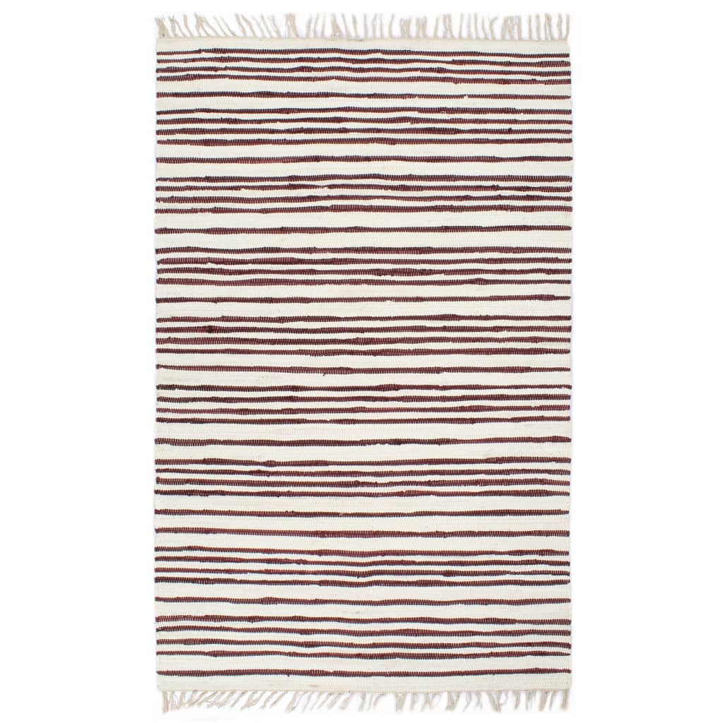 vidaXL burgundi vörös és fehér, kézzel szőtt pamut Chindi szőnyeg 200 x 290 cm