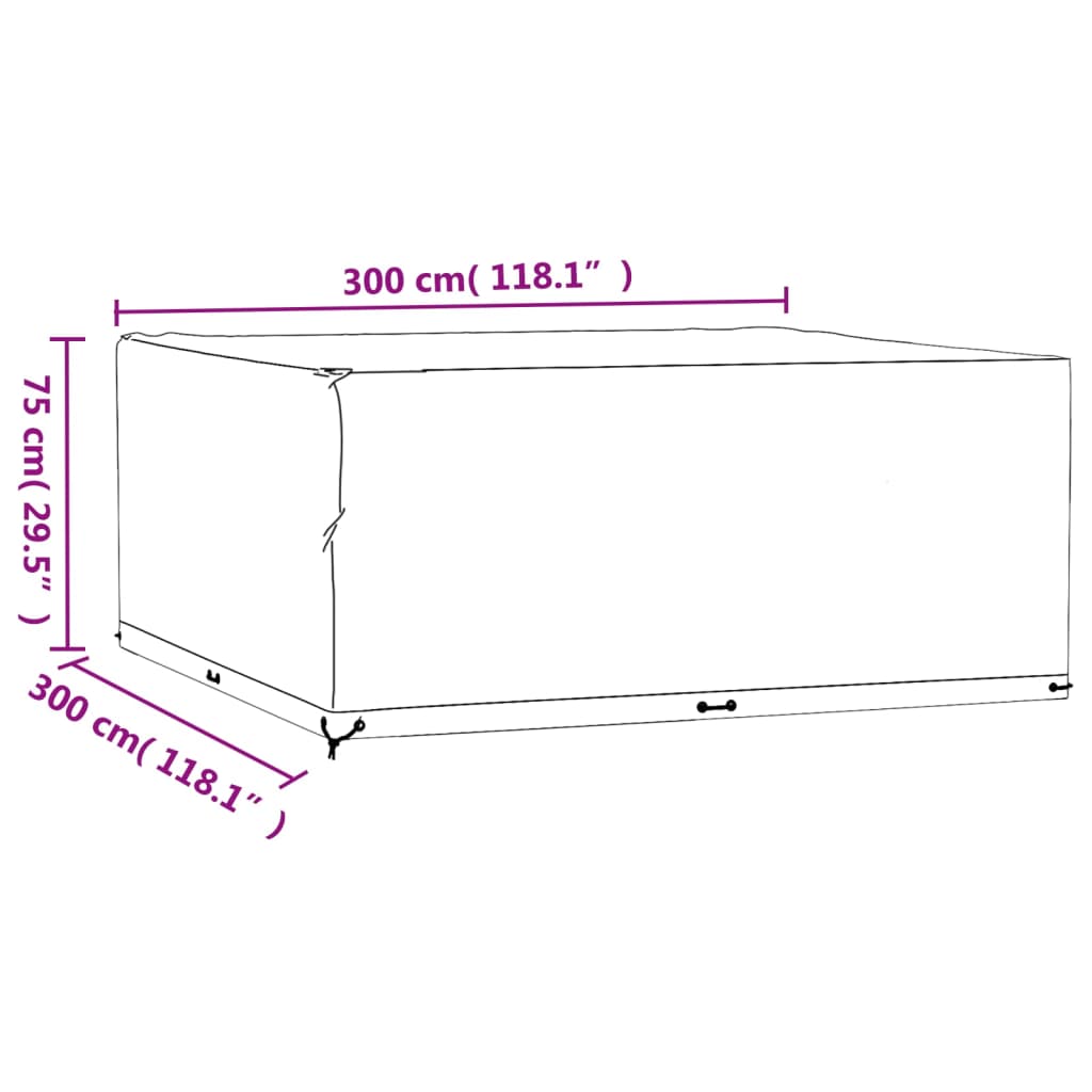 vidaXL 2 db négyzet alakú kerti bútorhuzat 16 fűzőlyukkal 300x300x75cm
