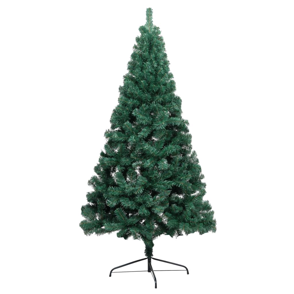 vidaXL zöld megvilágított fél műkarácsonyfa gömb szettel 240 cm