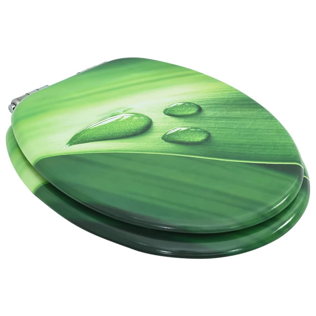 vidaXL zöld vízcseppmintás MDF WC-ülőke lassan csukódó fedéllel