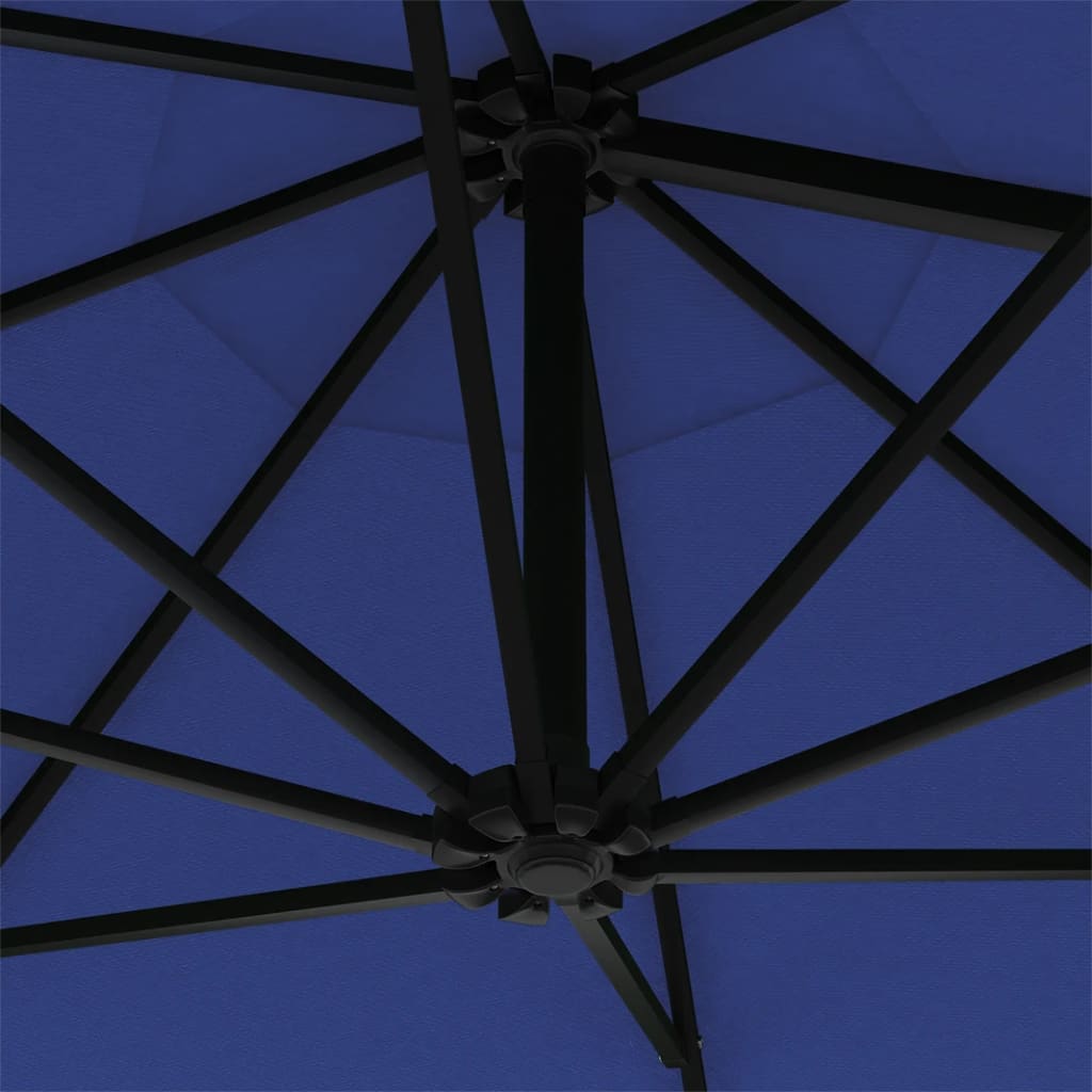 vidaXL kék fali napernyő LED-ekkel és fémrúddal 300 cm