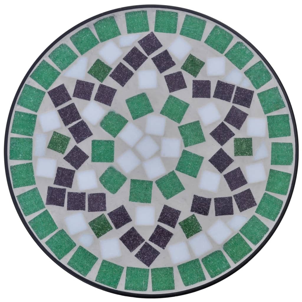 Zöld-fehér mozaik kisasztal növénytartó asztal