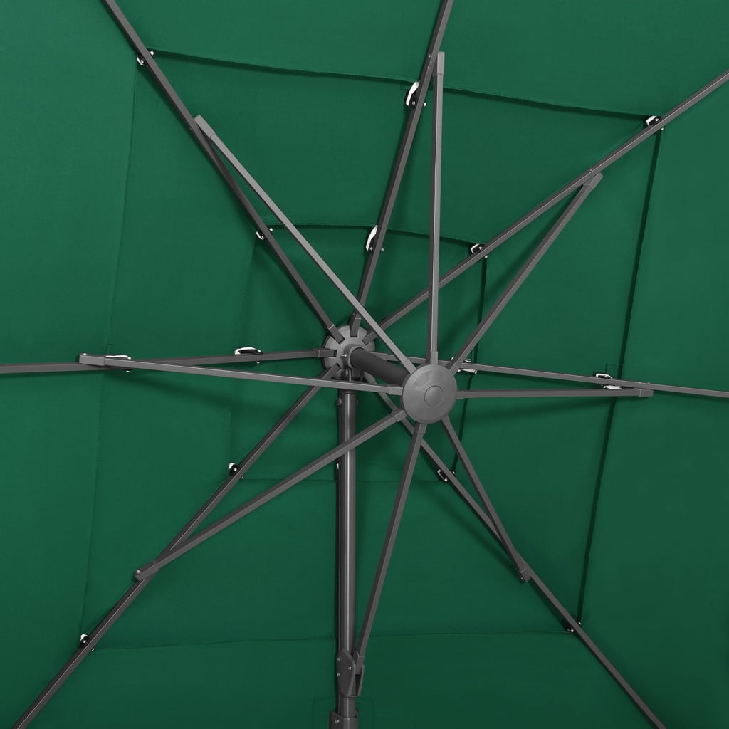 vidaXL 4 szintes zöld napernyő alumíniumrúddal 250 x 250 cm