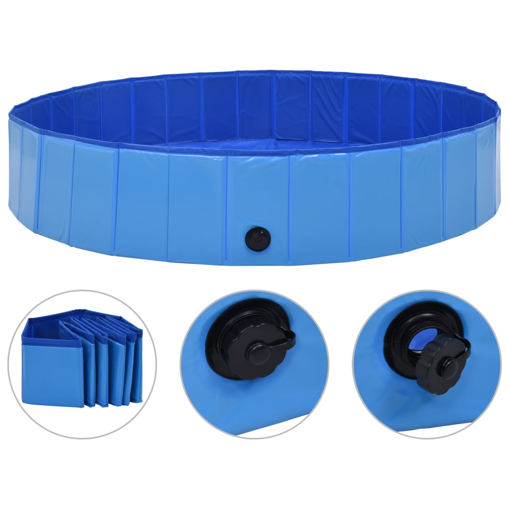 vidaXL összehajtható kék PVC kutyamedence 160 x 30 cm
