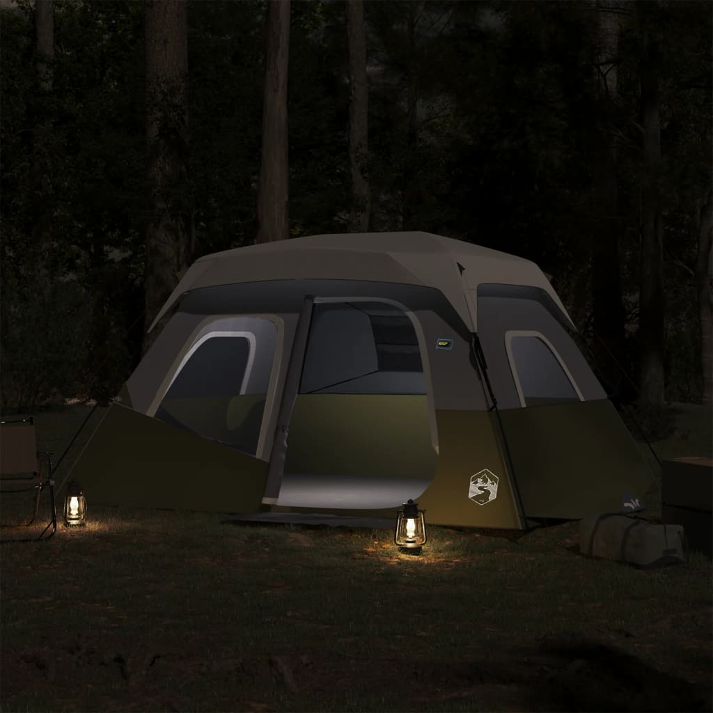 vidaXL 6 személyes világoszöld gyorskioldó LED-es családi sátor
