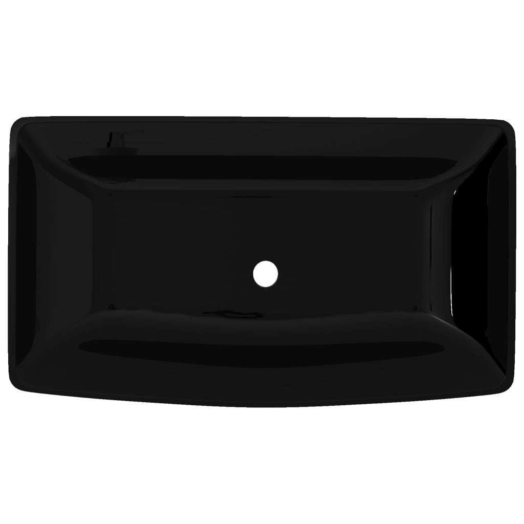 Fürdőszoba téglalap kerámia mosdó fekete