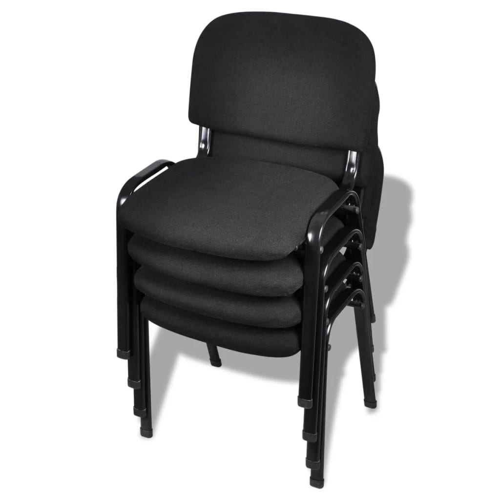 vidaXL 4 db fekete egymásba rakható irodai szövet szék
