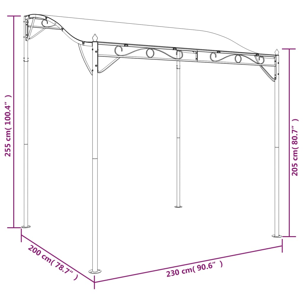 vidaXL tópszínű szövet és acél pavilon 2 x 2,3 m 180 g/m²