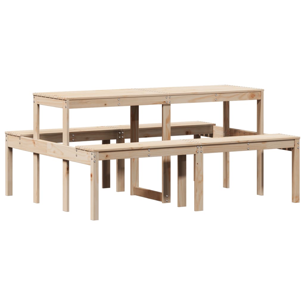 vidaXL tömör fenyőfa piknik asztal 160x134x75 cm