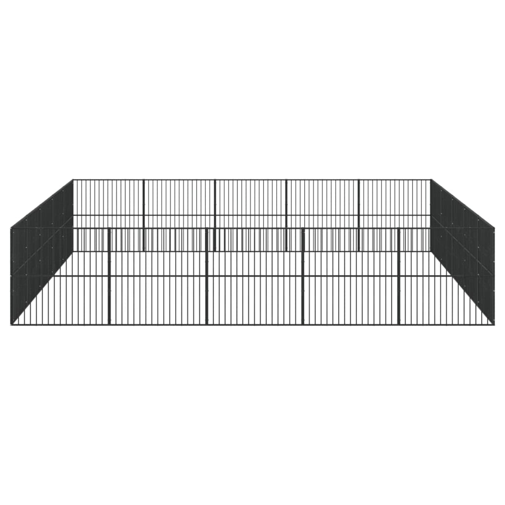 vidaXL 20 paneles fekete porszórt acél kutyajáróka