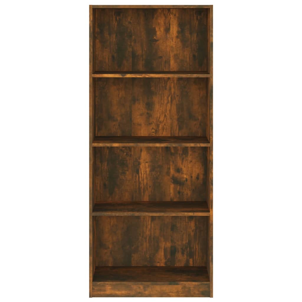 vidaXL 4 szintes füstös tölgyszínű fa könyvszekrény 60 x 24 x 142 cm