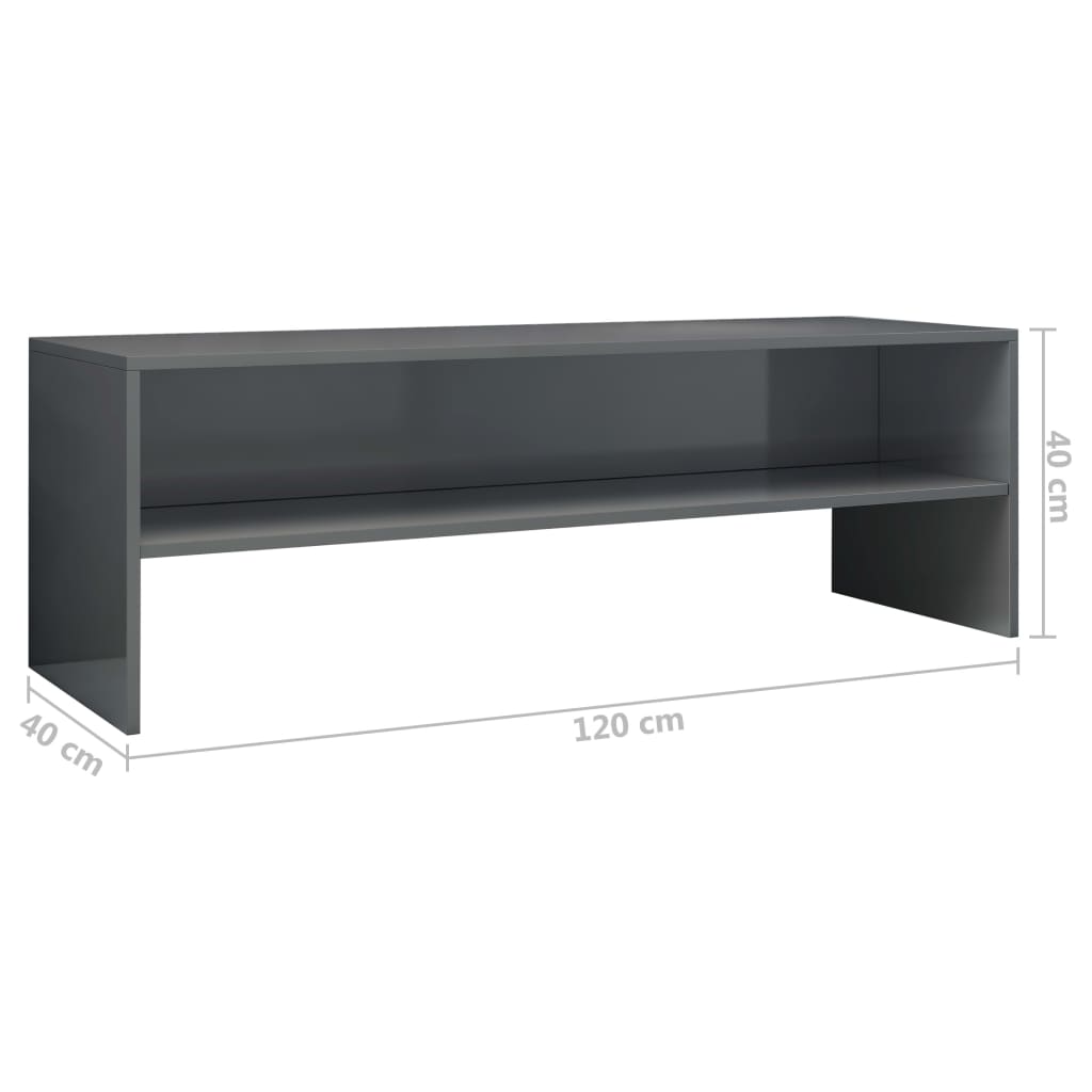 vidaXL magasfényű szürke forgácslap TV-szekrény 120 x 40 x 40 cm
