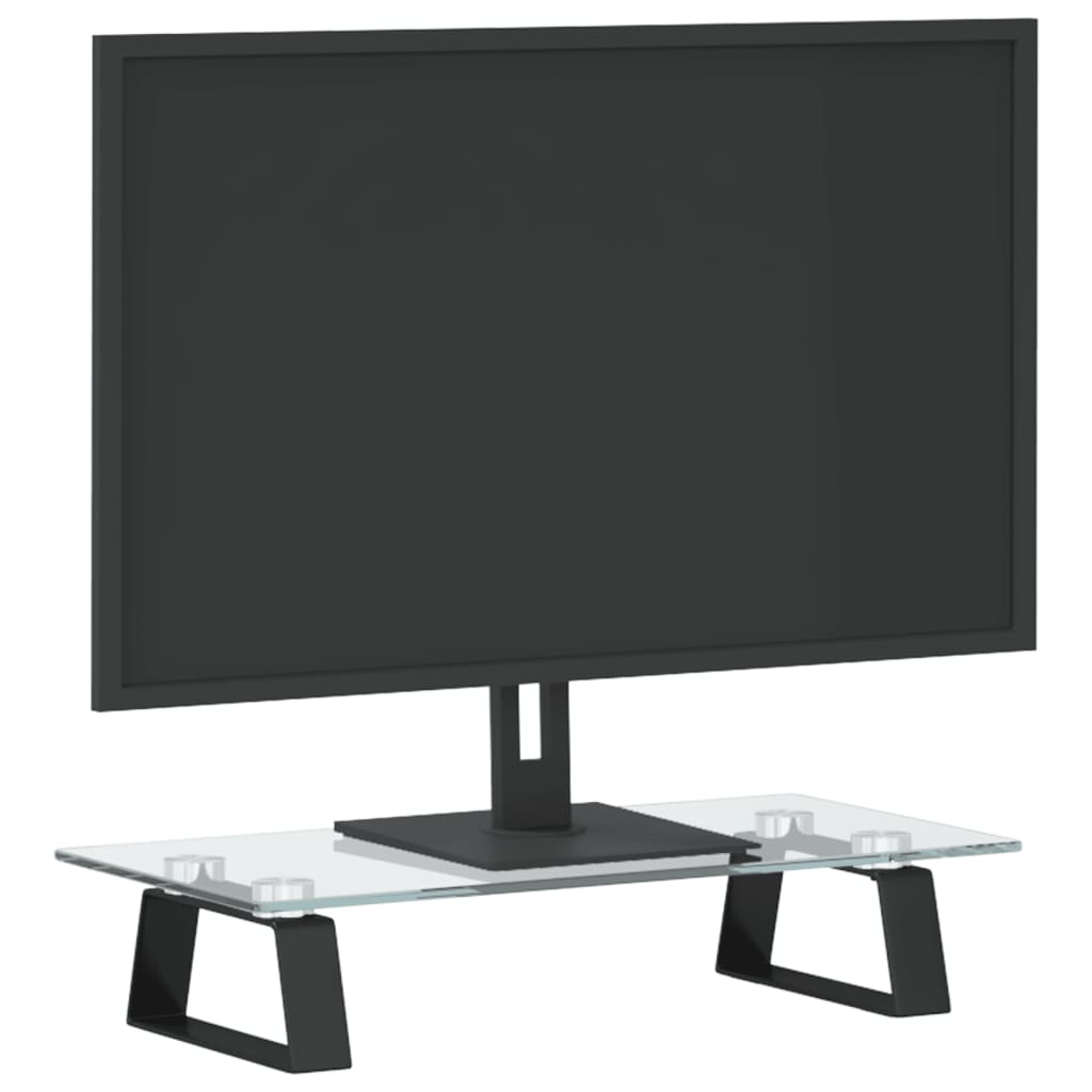 vidaXL fekete edzett üveg és fém monitorállvány 40 x 20 x 8 cm