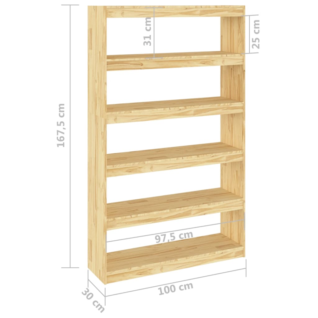 vidaXL tömör fenyőfa könyvszekrény/térelválasztó 100 x 30 x 167,5 cm