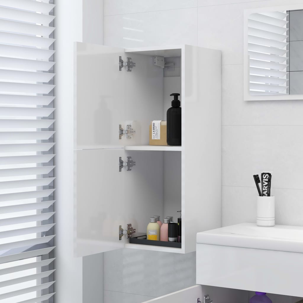 vidaXL magasfényű fehér forgácslap fürdőszobaszekrény 30 x 30 x 80 cm