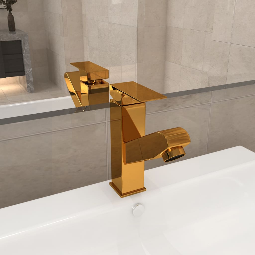 vidaXL aranyszínű kihúzható fürdőszobai mosdócsaptelep 157 x 172 mm