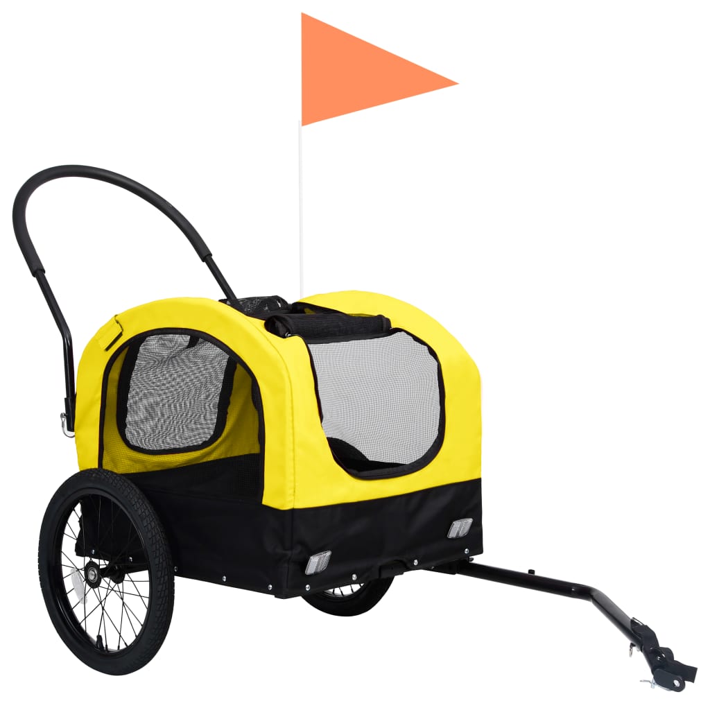 vidaXL sárga/fekete 2 az 1-ben bicikli-utánfutó és sétakocsi