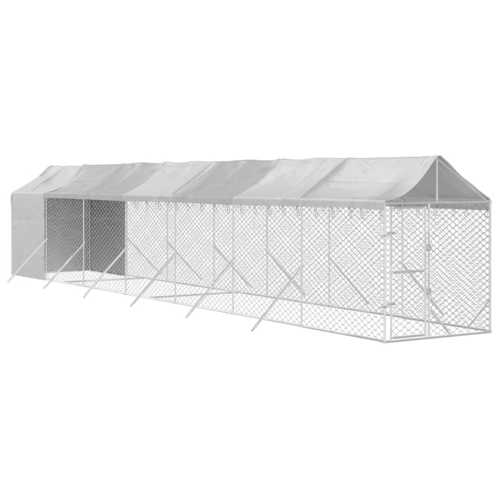 vidaXL ezüstszínű horganyzott acél kutyakennel tetővel 2x14x2,5 m
