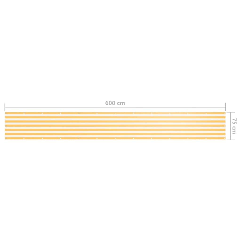 vidaXL fehér-sárga oxford-szövet erkélyparaván 75 x 600 cm