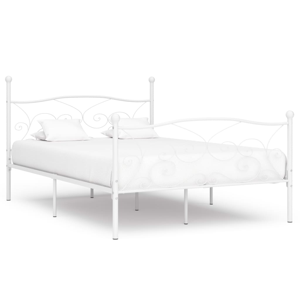 vidaXL fehér fém ágykeret lécezett ágyráccsal 160 x 200 cm