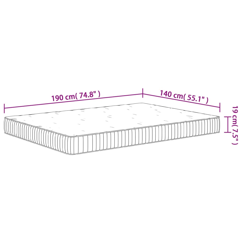 vidaXL közepes zsebrugós matrac 140 x 190 cm