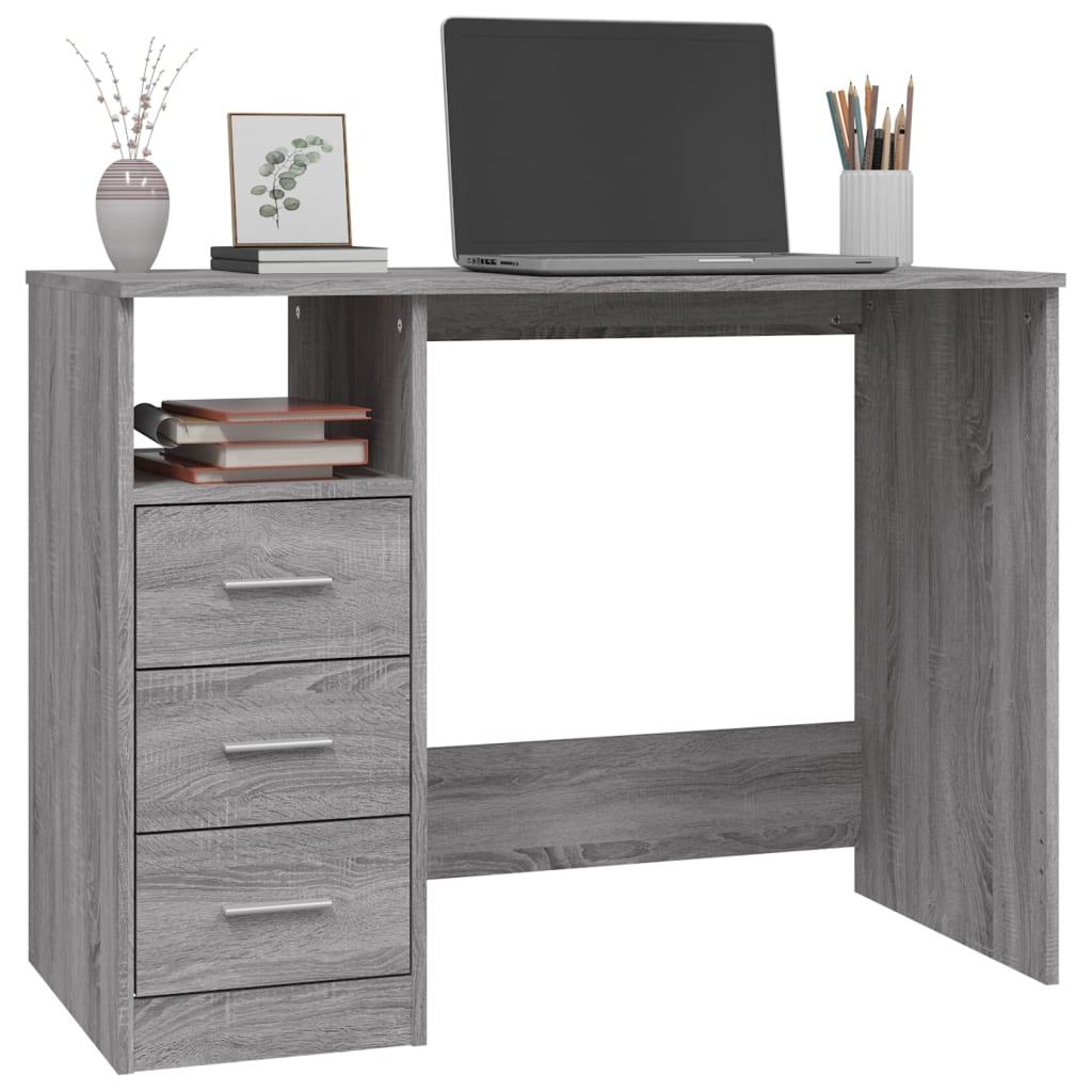 vidaXL szürke sonoma színű szerelt fa íróasztal 102x50x76 cm