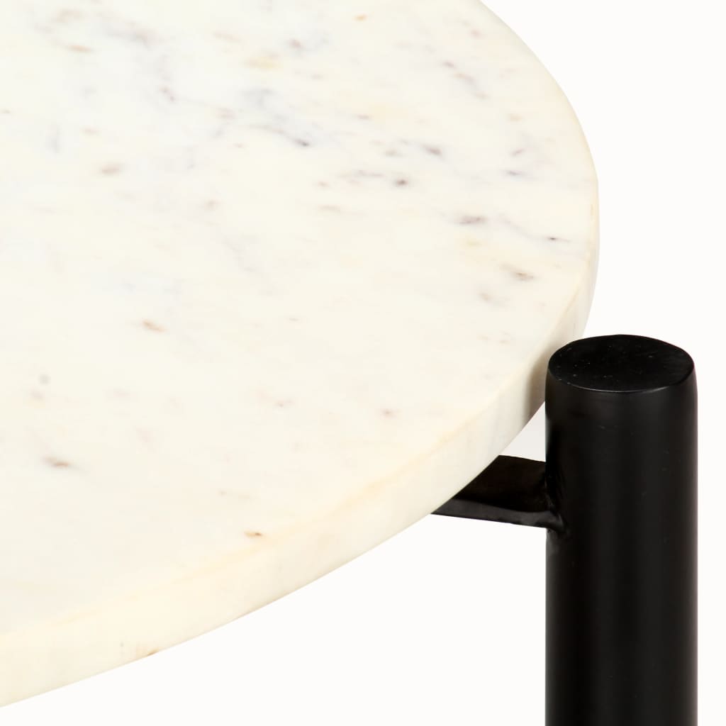 vidaXL fehér márvány textúrájú valódi kő dohányzóasztal 60x60x35 cm