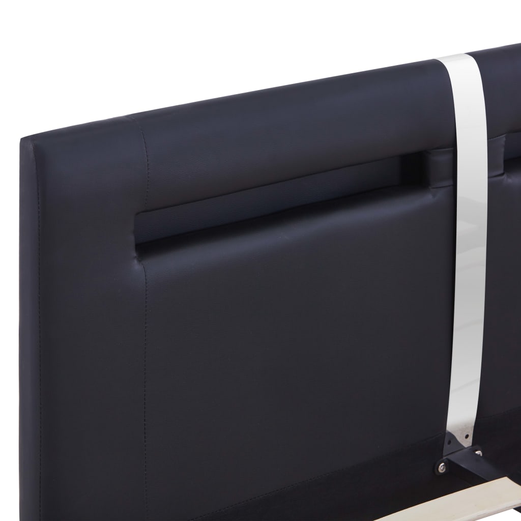 vidaXL fekete LED-es műbőr ágykeret 140 x 200 cm